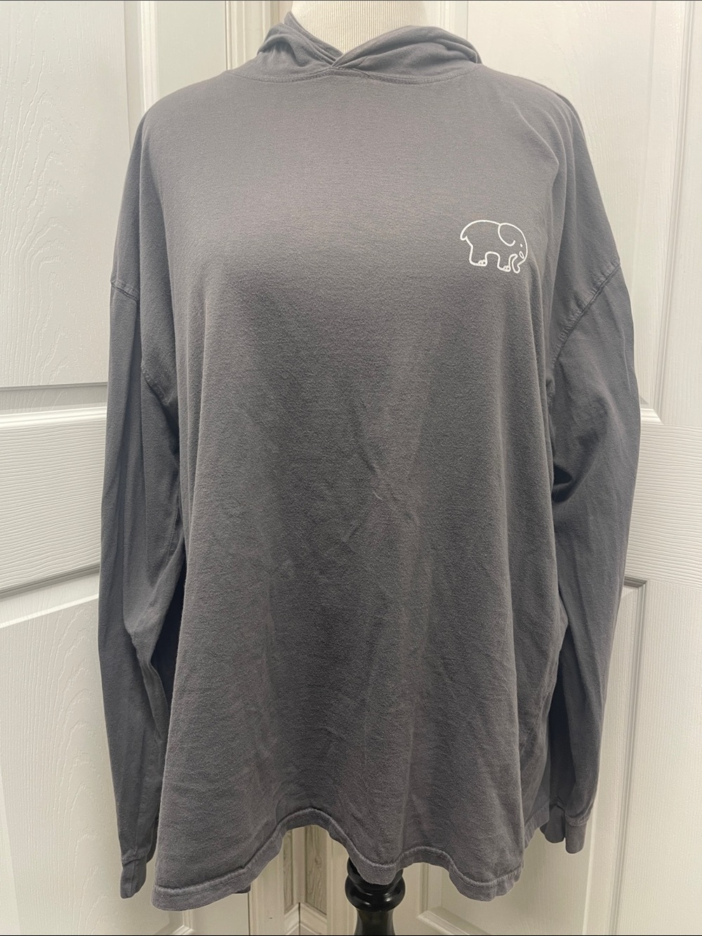 Ivory Ella Oversized Floral Elephant Hooded Long Sleeve Tee XL